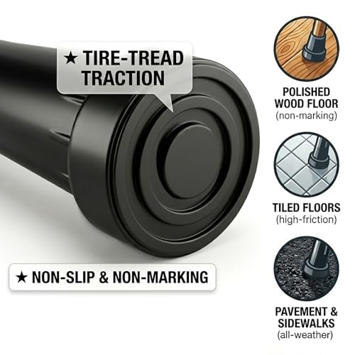 4-Pack Cane Tips, 9/16 Inch (15mm) Rubber Replacement Tips