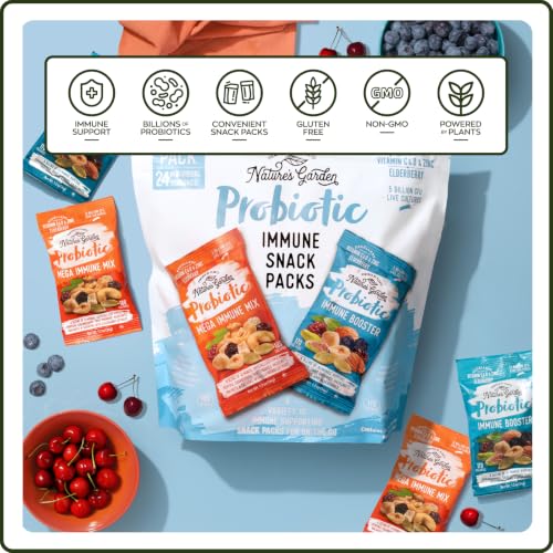 Nature's Garden Probiotic Immune Snack 28.8oz (24x1.2oz)Pack of 3 Trail Mix - size: 1.2 Ounce (Pack of 72)