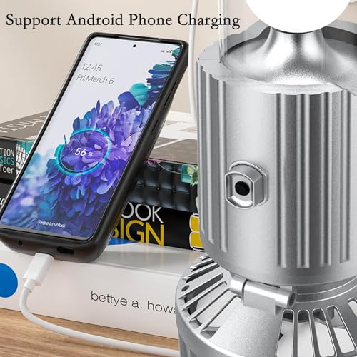 Camping Lantern with Fan, Flashlight Lantern Collapsible-USB Rechargeable, Solar & Battery Powered Camping Lampp for Picnic, Barbecue, Fishing, Travel Rechargeable Emergency Light (2Pack Sliver) - color: 2Pack Sliver