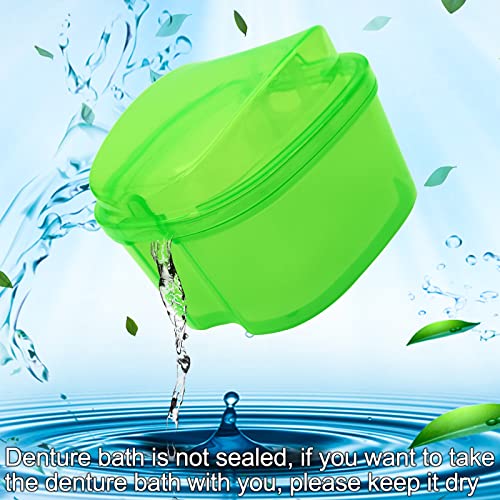 Keedolla Denture Cups for Soaking Dentures, Denture Cleaning Case Retainer Container Mouth Guard Bath Box Holder Case with Brush for Night Guard, Gum Shields and Dental Appliances - color: Green