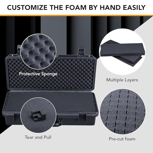 Lykus HC-5021 Waterproof Hard Case with Foam, Inner Size 20.12*7.36*4.06in - size: 20.12" × 7.36" × 4.06"