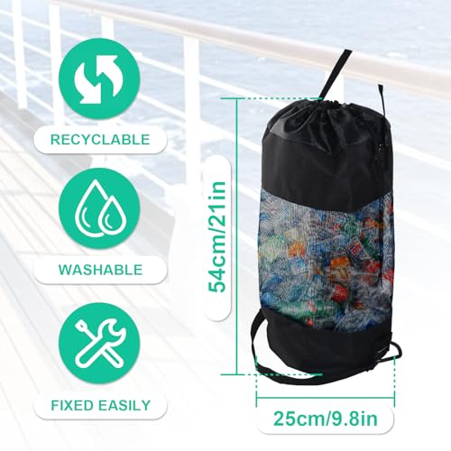 2 Pack Boat Trash Bag, Mesh Trash Bag for Boat with Top Closure | Boating Accessories Hanging Boat Garbage Can for Fishing Kayak Camping(Black)