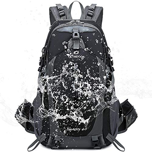 FENGDONG 40L Waterproof Lightweight Outdoor Daypack Hiking,Camping,Travel Backpack for Men Women Black - color: A2-black