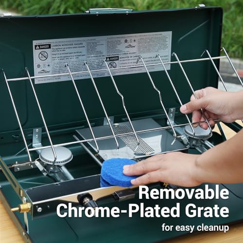 FineFlame Camping Stove, Propane Portable Camp Stove, 20400BTU-3 Burners - color: Green-3 burner-20400BTU