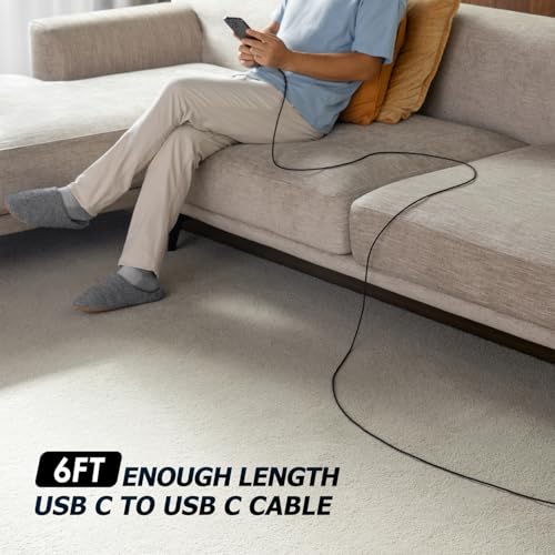 USB C Cord, USB-C to USB-C Cable 100W Fast Charging Cord Type C 6FT, 2Pack | Nylon Braided USB C Charger Cord for iPhone 17 16 15, iPad Pro, Air, Mini, MacBook Pro, Air, Samsung Galaxy A56 A57 - Black - color: Black, size: 6 FT - 2 Pack, style: USB C to U