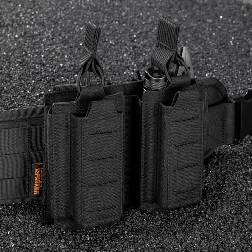 EXCELLENT ELITE SPANKER Tactical Open-Top Single/Double/Triple Molle Mag Pouch for Pistol Mag Pouch Tactical Bag Accessories Holder - color: Double-Black