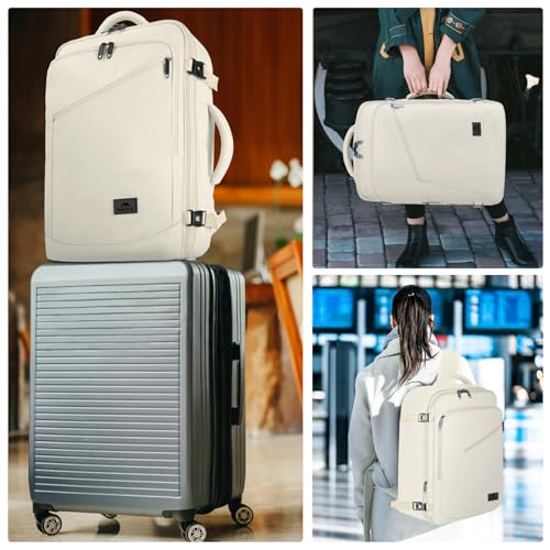 MATEIN Beige Travel Backpack Women, Carry on Bag with Hidden Shoulder Strap | Expandable Weekender Daypack, Large Capacity, Adjustable Shoulder Strap, Lightweight, Waterproof, Anti-Theft, Travelling Gift - color: Light Beige, size: X-Large