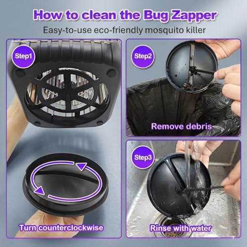 ZENO Solar Bug Zapper, 3-in-1 Waterproof Mosquito Killer & LED Lantern | Dual folding solar panels & USB rechargeable battery. Portable, efficient indoor/outdoor insect trap for camping, yard, patio