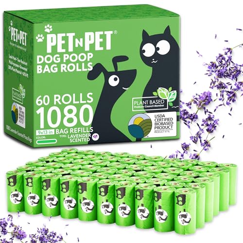 Pet N Pet Doggie Poop Bags, 1080 Count, Lavender Scented Waste Roll Refills - color: Green - Scented