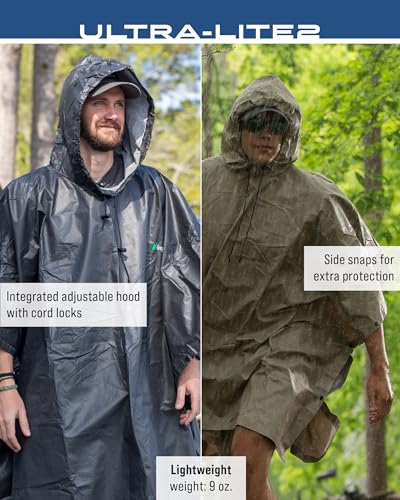 FROGG TOGGS Ultra-lite2 Waterproof, Breathable Rain Poncho - color: Khaki, style: Adult