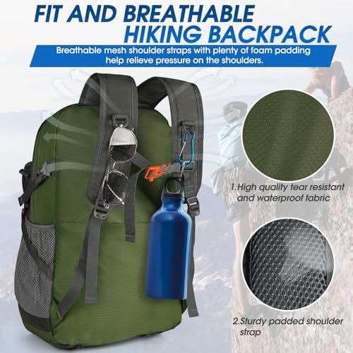 IGOLUMON Hiking Backpack 40L Packable Lightweight Camping Daypack Men Women | Multi-compartment storage Water-resistant Foldable Nylon Material Hiking Day pack for Camping Cycling Outdoor - color: Army Green