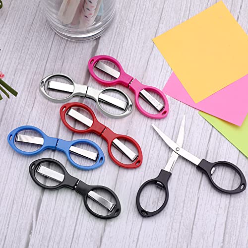 25 Pcs Mini Folding Scissors Small Foldable Travel Stainless Steel Portable Shears Bulk Badge Scissors for Nurses Glasses Shaped Anti Rust Sewing Cutter for Nurse Week Gifts Back to School Office