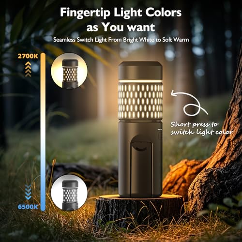 Telescopic Camping Lights,Rechargeable Camping Lantern | Portable Outdoor Tent Light,Hiking,Emergency,Fishing,Camping essentials,IP54 Waterproof（Gray） - color: Gray