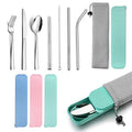 HaWare Portable Travel Utensils with Case, Stainless Steel Silverware Set for Camping Office School Lunch, Including Knife Fork Spoon Chopsticks, Reusable and Dishwasher Safe(Green) - color: Green Case