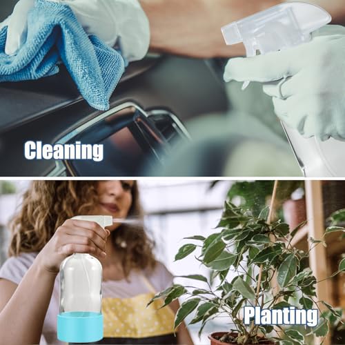 JohnBee Glass Spray Bottles with Silicone Sleeve, 2Pack 16oz, Blue&Grey | Leak-Proof Empty Refillable Containers with Adjustable Spray Nozzles, Spray Bottles for Hair, Cleaning and Plants - color: Blue&Grey