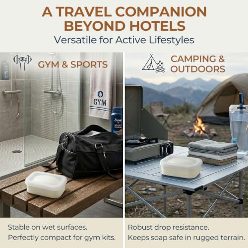 AIMAIAIMAI Compact Leakproof Travel Soap Case, Shatterproof Silicone Travel Soap Container with Draining Pad, Great for Outdoor, Camping, Gym (Off-White) - color: Off-white