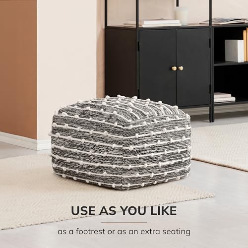 Anji Mountain 16" H x 22" W Handmade Pouf Ottoman for Living Room & Couch - color: Badger