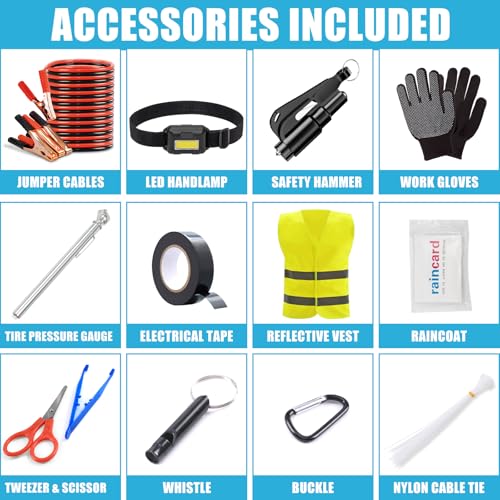 Car Roadside Emergency Kit, Car Safety Kit for Men Portable Car Kits for Emergency, Blue - color: Blue