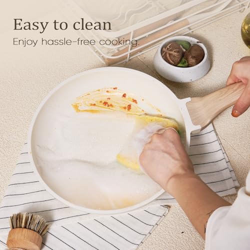 CAROTE 21pcs Pots and Pans Set, Nonstick Cookware Sets, with Egg Pan - color: Cream White, size: 21 Piece