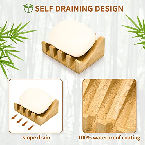 Bamboo Soap Dish Wooden Bar Soap Holder Saver for Shower,1 Pack - color: 1pcs