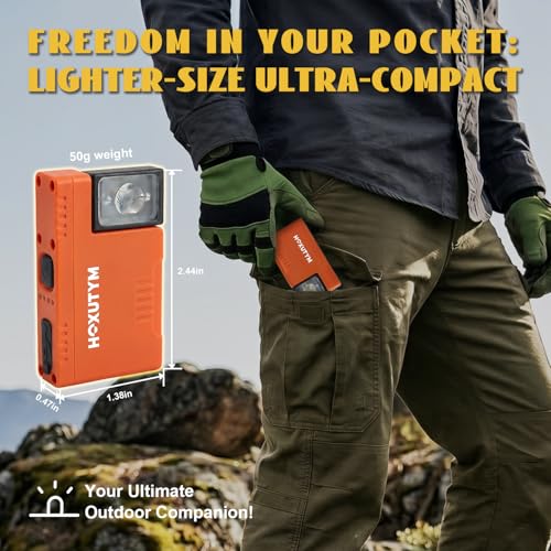 500lm Small Flashlight EDC Clip-on Rechargeable Mini Pocket Light | Magnetic Work Light with 180° Rotatable Clip & RGB Emergency Mode for Camping, Hiking, Repairs, Walkies, Orange - color: Orange