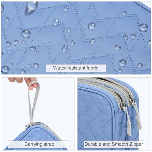 FYY Electronic Organizer, Travel Tech Pouch Bag, Large, Blue Quilted - color: Blue Quilted, size: 9.1 x 5.9 x 3.15 inches