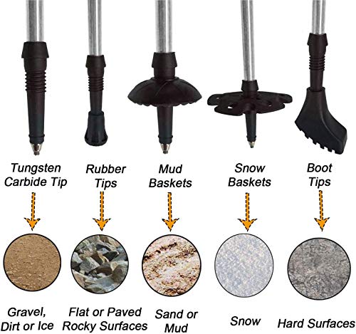Aihoye Hiking Trekking Poles, 2 Pack Walking Hiking Sticks for Men &Women - color: silver