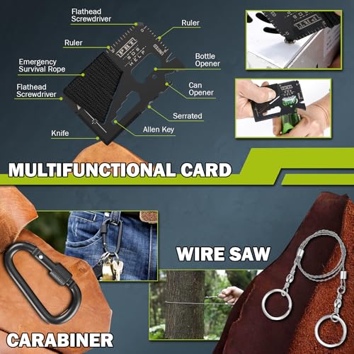 Survival Kit 17 in 1, Survival Gear and Supplies for Adult Teen Men, Survival Case, 2025 Xmas Holiday Surprise Gift for Fishing Hunting Camping Outdoor Adventure Gifts for Men Fathers Day