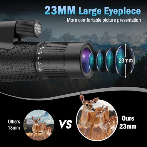 15-45x55 High Power Zoom Monocular Telescope for Adults Bird Watching - size: 45x55
