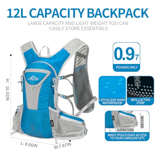 IX INOXTO Hydration Pack Backpack, Lightweight Water Backpack with 2L Hydration Bladder Daypack for Men Women,Running Hydration Vest for Trail Running Hiking Cycling Race Climbing - color: Blue
