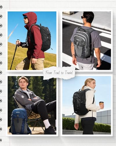 WATERFLY Small Lightweight Hiking Backpack: 20L Outdoor Daypack with Phone Pocket, Hydration Compatible, Breathable Backpanel, Multi-Compartment for Camping Trekking Travel Women Men - color: Grey