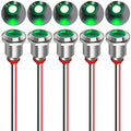 Gebildet 5pcs 12mm LED Metal Indicator Light AC/DC 12-24V Waterproof Signal Lamp Pilot Dash Directional with Wire(Green) - color: Green AC/DC 12-24V