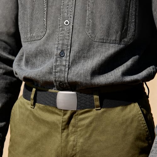 Mile High Life | Nylon Web Belt | Outdoor Military Belt | TSA Safe Buckle Plastic/Metal - color: Black Metal