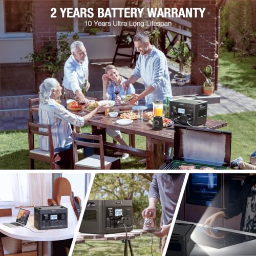 Portable Power Station 2400W, 1843.2Wh LiFePO4 UPS Home Battery Backup - color: Silver