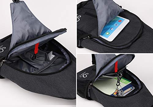 WATERFLY Crossbody Sling Backpack Sling Bag Travel Hiking Chest Bag Daypack (Black) - color: Black