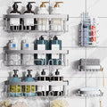Veken Shower Caddy 6-Pack, Family Choice Award Winner, Large Wall Mounted Shower Rack, Bathroom Shelves Over Toilet, Organizer Storage Accessories with Soap Dish&Toothbrush Holder, Silver