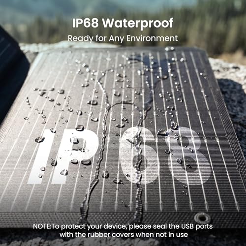 45W Portable Solar Panel Charger, 25.4% Efficiency, Dual USB-C | 25W PD and USB-A outputs charge phones and power banks; 1.7 lb foldable IP68-rated design fits camping and backpacking