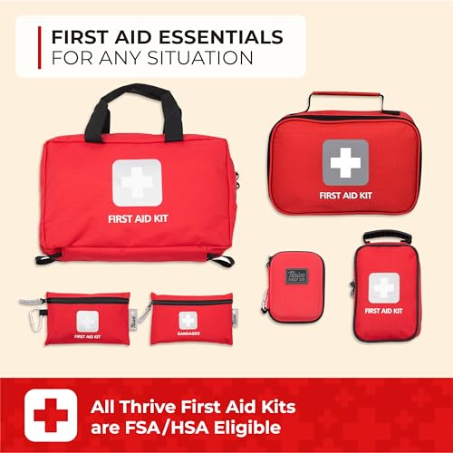 Thrive Compact First Aid Kit, Waterproof, 100-Piece Set | Rip-Stop Nylon Travel Medkit With Wipes And Bandages, Portable Car Kit For Roadside Emergencies - style: 100 Piece - Bag