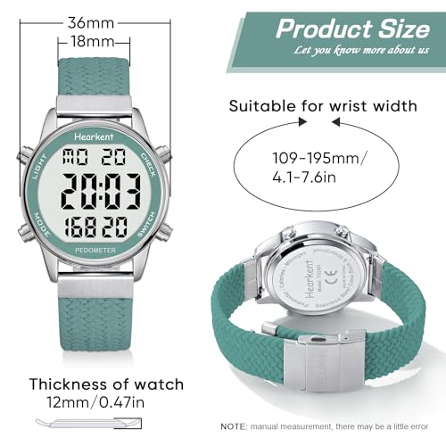 Hearkent Pedometer Watch,Step,Mileage&Calorie Tracker,Large Numbers - color: Green