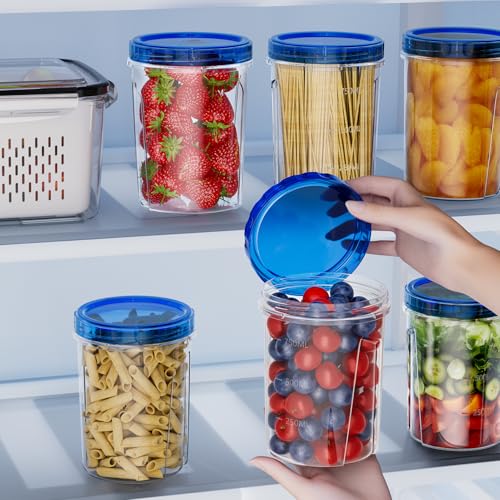 6 Pack-32 OZ Freezer Storage Containers, Round Plastic Containers with Twist Top Lids, BPA Free Food Storage Containers, Leakproof Meal Prep Containers Microwave/Dishwasher Safe - color: 6P-32 OZ