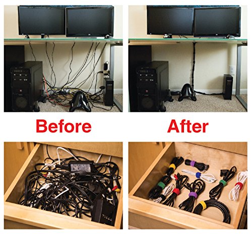 Reusable Cable Ties 3/4" x 6" Self-Gripping Strips Ready to Use Precut Straps for Cable Management and Organizing Cords 50 Pack (Black) - color: Black 3/4" X 6" 50 Pack