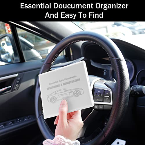UYYE Car Registration & Insurance Card Holder, 2-Pack - White, Waterproof, 4-Compartment, Unisex-Adults Car Organizer - color: Leather White