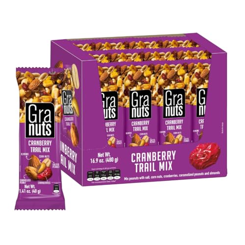 Granuts Cranberry Trail Mix, Sweet and Salty, 1.41 oz (12 Pack) - size: 1.76 Ounce (Pack of 12)