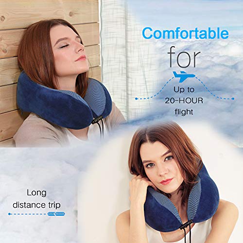 TALLGO Travel Pillow, Best Memory Foam Neck Pillow Head Support Soft Pillow for Sleeping Rest, Airplane Car & Home Use (Dark Blue) - color: Dark Blue