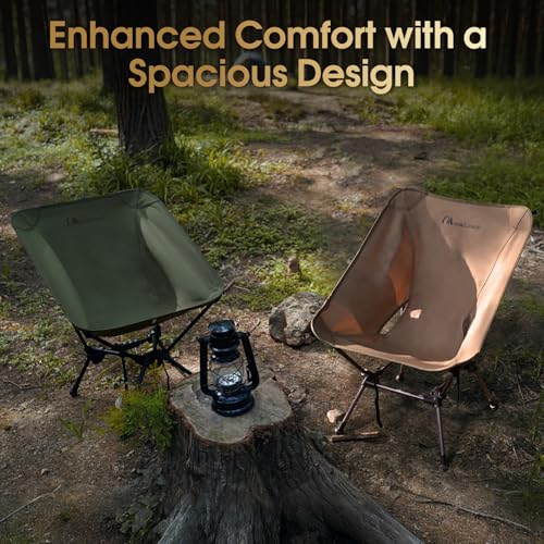 MOON LENCE Portable Camping Chair Plus, Larger & Roomier, Compact and Lightweight, Folding Chair for Backpacking Hiking Beach, Ultralight Camp Chair 330Lbs Capacity