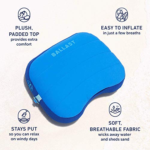 Ballast Beach Pillow – Comfy, Durable & Compact, Stays Put on Windy Beaches with Patented Sand Pouch, Inflatable Pillow for Beaches, Pools, Camping, Festivals and Travel (Island Paradise) - color: Island Paradise