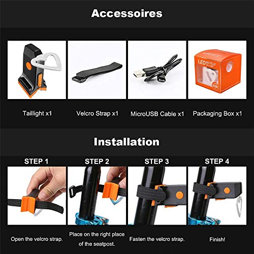 Maso Bike Taillights-USB Rechargeable Cycling Bicycle Tail Warning Light Rear Safety 5 Modes Waterproof Heart Shaped