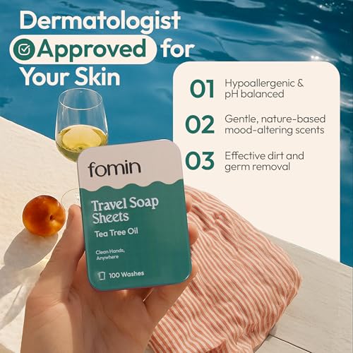 FOMIN Paper Soap Sheets Tin for Traveling - Tea Tree - 3 Pack | with a Rich, Quick-Dissolving Lather – Clean Hands on Every Adventure - color: Tea Tree (Pack of 3)