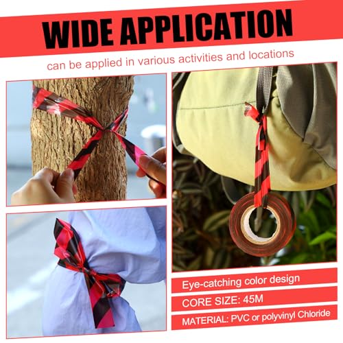Blosssound 12 Pack Black Red Flagging Tape 1 in x 1800 ft, Non Adhesive Marking Ribbon for Hunting Trails, Hazard Areas and Event Boundaries - color: Black Red