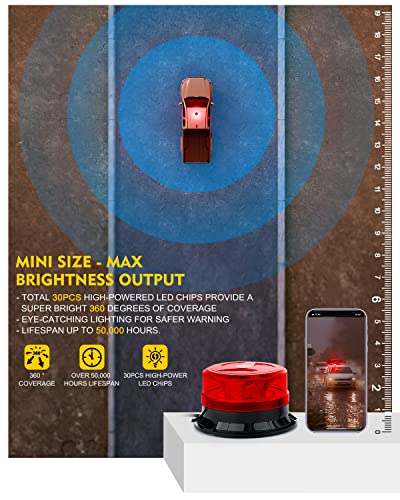 LUMENIX LED Rooftop Mini Beacon Lights Bar, Red - color: Red